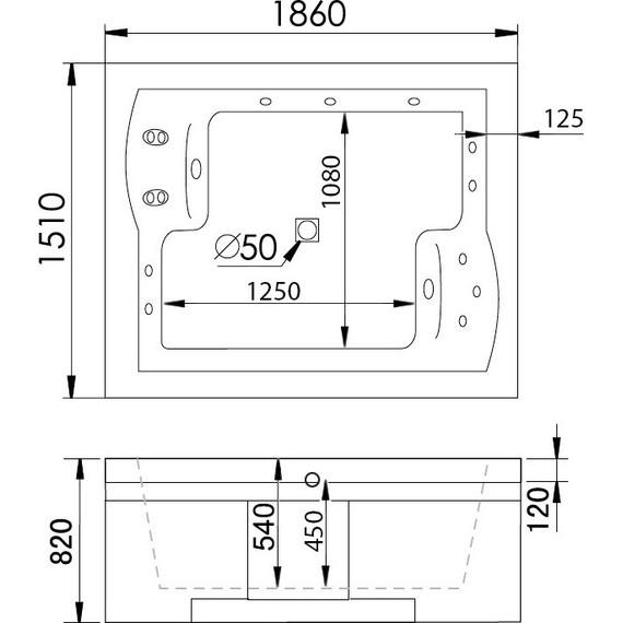Ванна гидромассажная Gemy G9052 II K 186x151 см L - фото 4