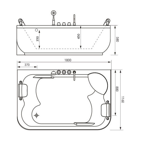 Ванна гидромассажная Gemy G9085 B 180x116 см L - фото 6