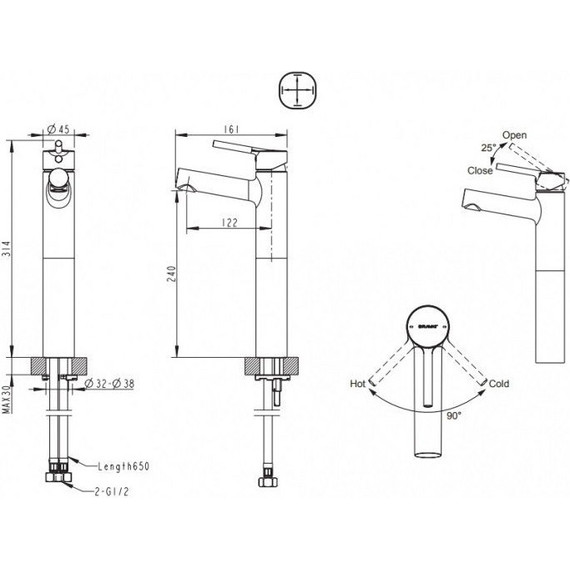 Смеситель для раковины высокий BRAVAT Palace F1172217CP-A-RUS - фото 5