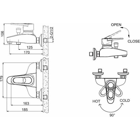 Смеситель для ванны BRAVAT LOOP F6124182CP-01-RUS - фото 2