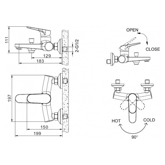 Смеситель для ванны BRAVAT ELER F6191238CP-01-RUS - фото 4