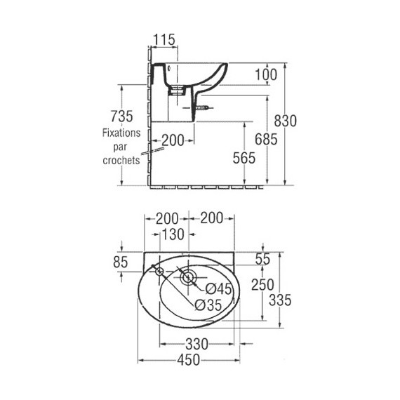 Раковина подвесная Jacob Delafon Presquile 45 см E1337-00 - фото 5