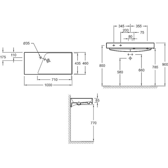 Раковина подвесная Jacob Delafon Rythmik ​100х46 см EXN112-00 - фото 2