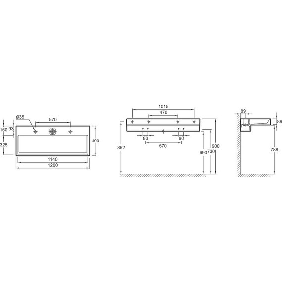 Раковина подвесная Jacob Delafon Terrace 120 см с подсветкой EXB9112-00 - фото 5