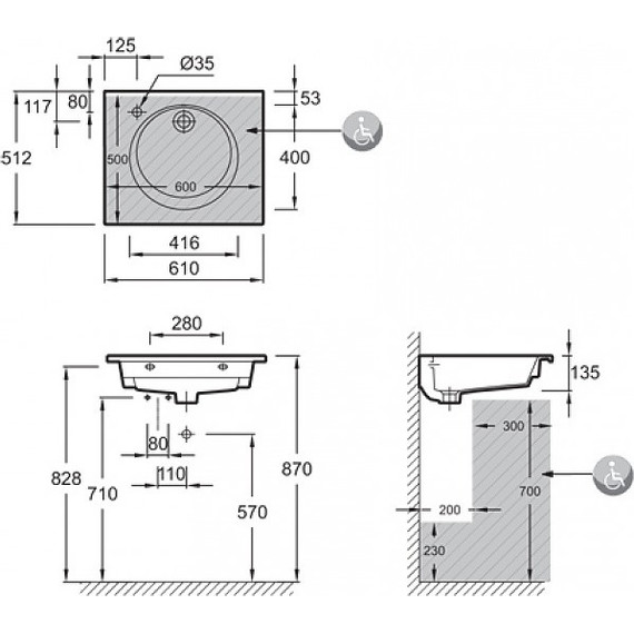 Раковина мебельная Jacob Delafon Odeon Rive Gauche 61 см EXBA112-Z-00 - фото 2