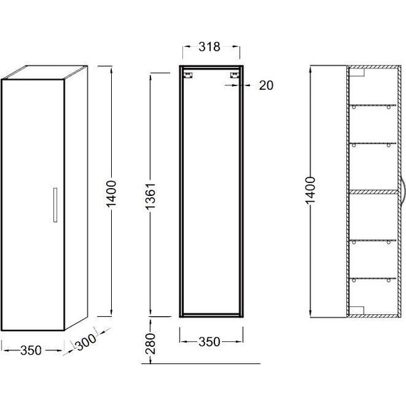 Пенал подвесной Jacob Delafon Ola 35 см EB396-J5, белый - фото 6
