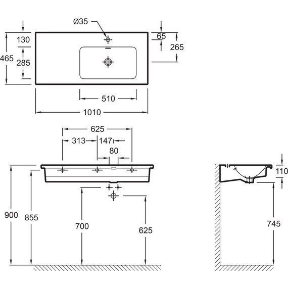Тумба подвесная с раковиной Jacob Delafon Madeleine 100 см R EB2055-J5, белый - фото 10