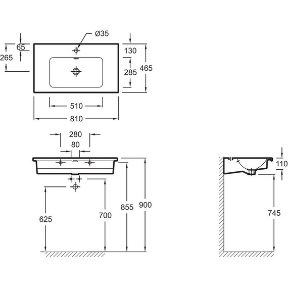 Тумба подвесная с раковиной Jacob Delafon Madeleine 80 см EB2053-J52, чёрный глянцевый - фото 9