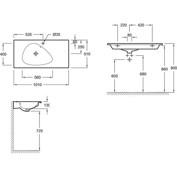 Тумба подвесная с раковиной Jacob Delafon Nouvelle Vague 100 см EB3032-E16, ореховое дерево - фото 6