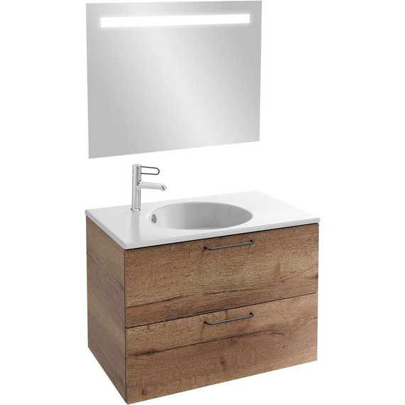 Тумба подвесная с раковиной Jacob Delafon Odeon Rive Gauche 80 см EB2522-R9-E52, дуб табак - фото 4