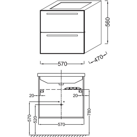 Тумба подвесная с раковиной Jacob Delafon Struktura 57 см EB1276-N18, белый - фото 6