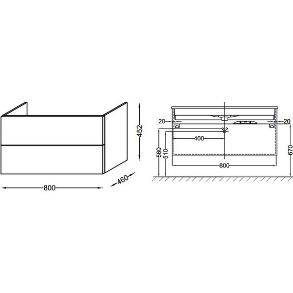 Тумба подвесная с раковиной Jacob Delafon Vox 80 см EB2028-RA-E16, ореховое дерево - фото 3