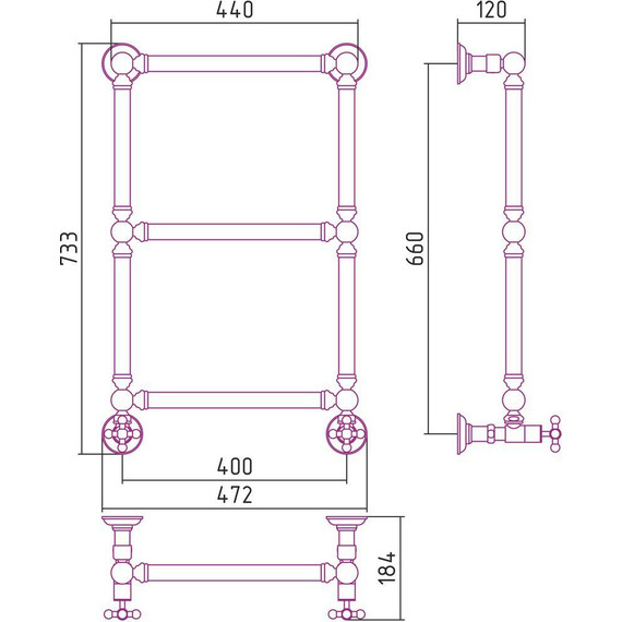 Полотенцесушитель водяной Сунержа Ренессанс 1304 П3 650х400 мм 00-0280-6640 - фото 7