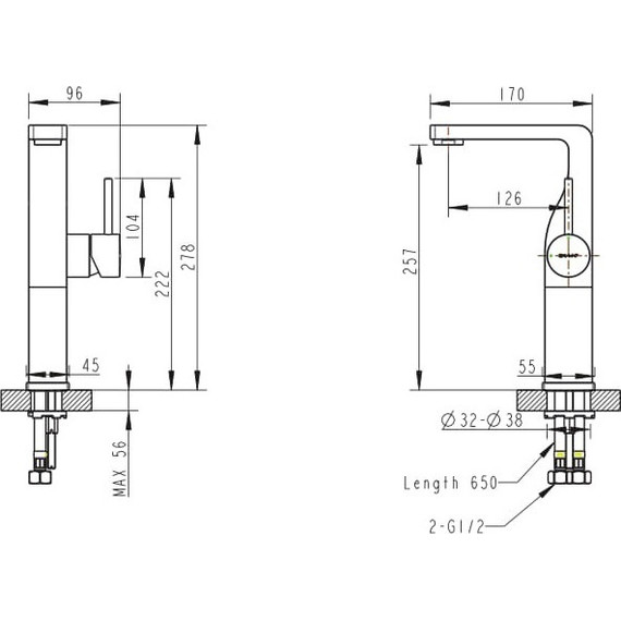 Смеситель для раковины высокий Bravat Arc F16061C-A2-ENG, Цвет производителя: хром - фото 4