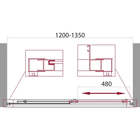 Душевая дверь BelBagno 120 см UNIQUE-BF-1-120/135-C-Cr, хром/прозрачное - фото 6