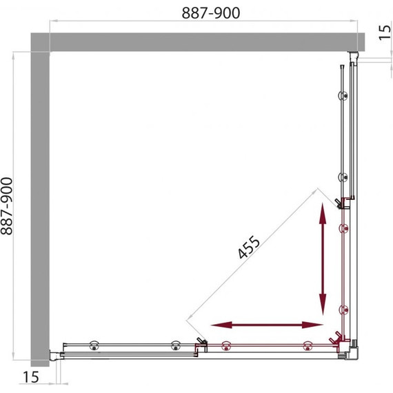 Душевое ограждение BelBagno 90х90 см UNO-A-2-90-P-Cr, хром/текстурное - фото 9