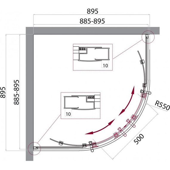 Душевое ограждение BelBagno 90х90 см UNO-195-R-2-90-C-Cr, хром/прозрачное - фото 2