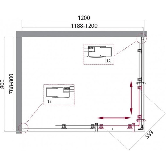 Душевое ограждение BelBagno 120х80 см UNO-195-AH-2-120/80-C-Cr, хром/прозрачное - фото 5