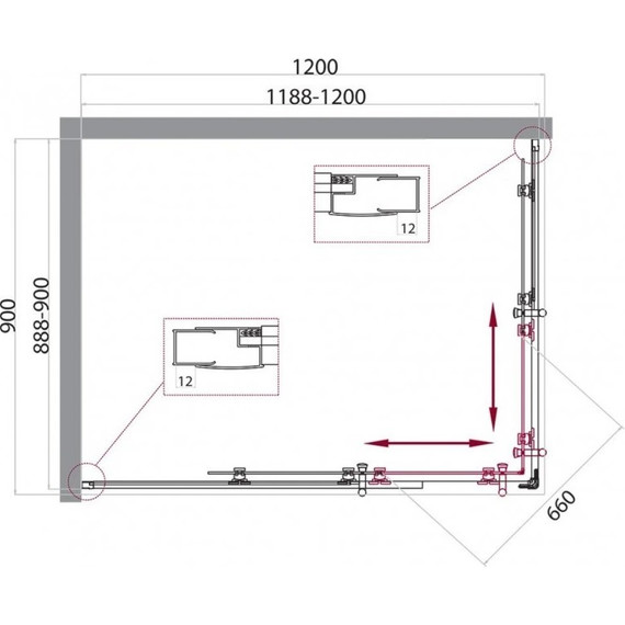 Душевое ограждение BelBagno 120х90 см UNO-195-AH-2-120/90-C-Cr, хром/прозрачное - фото 5