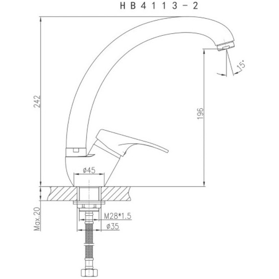 Смеситель для кухни Haiba HB4113-2 - фото 2