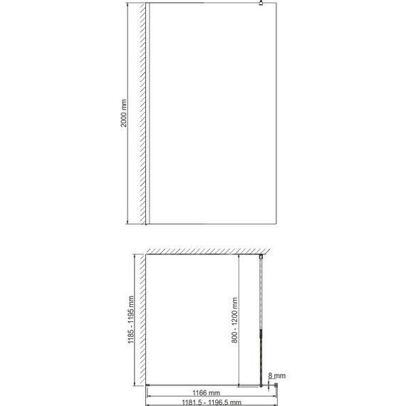 Душевая перегородка WasserKraft Rossel 120 см 28W40 (стекло 8 мм), хром/прозрачное - фото 4