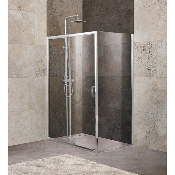 Душевое ограждение BelBagno 110-125х80 см UNIQUE-AH-1-110/125-80-C-Cr, хром/прозрачное, Цвет стекла: прозрачное, Размер - мм: 1100х800 - фото 