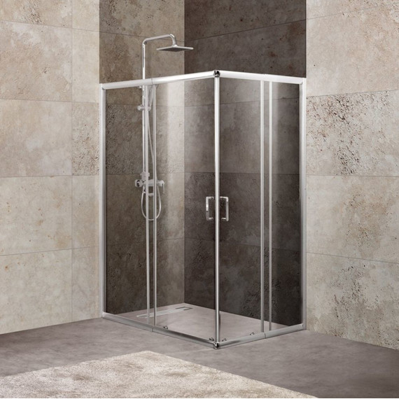 Душевое ограждение BelBagno 100-115х75-90 см UNIQUE-AH-2-100/115-75/90-C-Cr, хром/прозрачное, Цвет стекла: прозрачное, Размер - мм: 1100х800 - фото 
