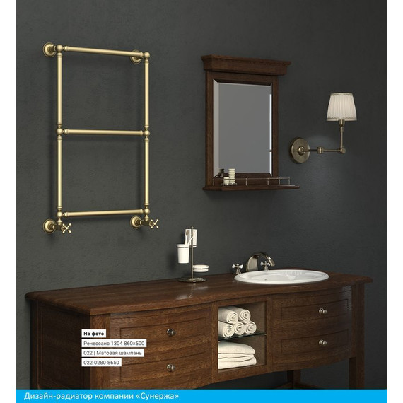 Полотенцесушитель водяной Сунержа Ренессанс 1304 П3 850х500 мм 032-0280-8650, золото матовое - фото 4