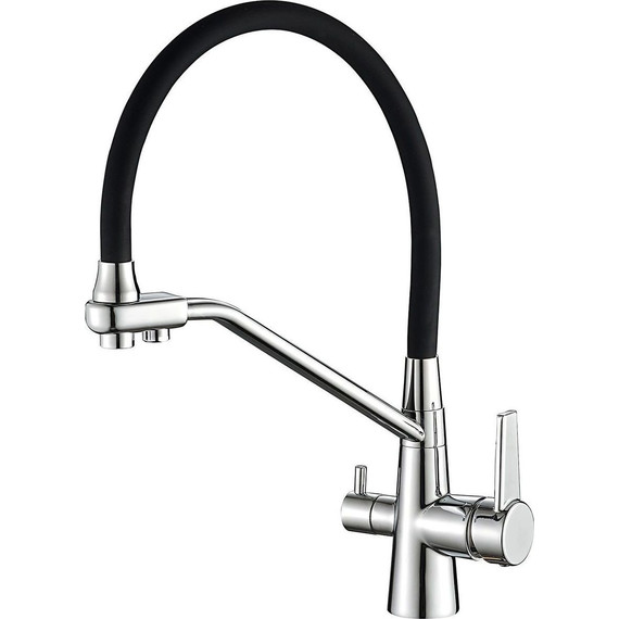 Смеситель для кухни Haiba HB76855, хром/черный - фото 