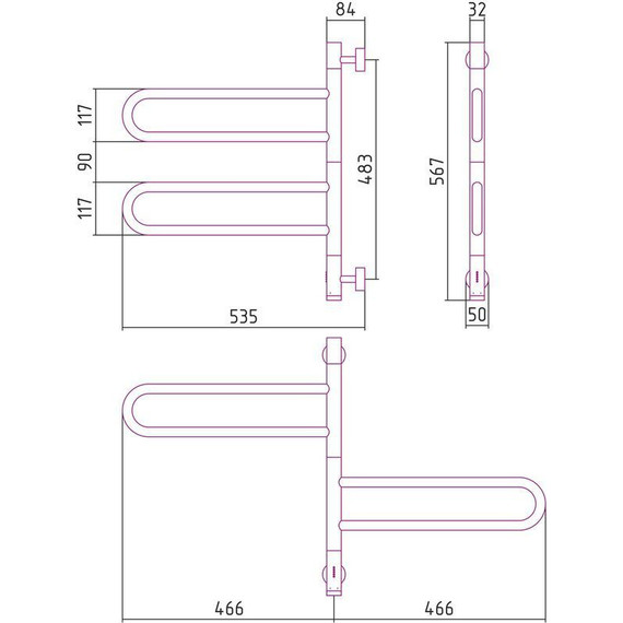 Полотенцесушитель электрический Сунержа Парео 4.0-2С П4 570х530 мм 03-0823-0567, золото - фото 4