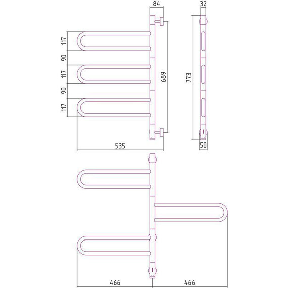 Полотенцесушитель электрический Сунержа Парео 4.0-3С П6 770х530 мм 30-0823-0773, белый матовый - фото 4