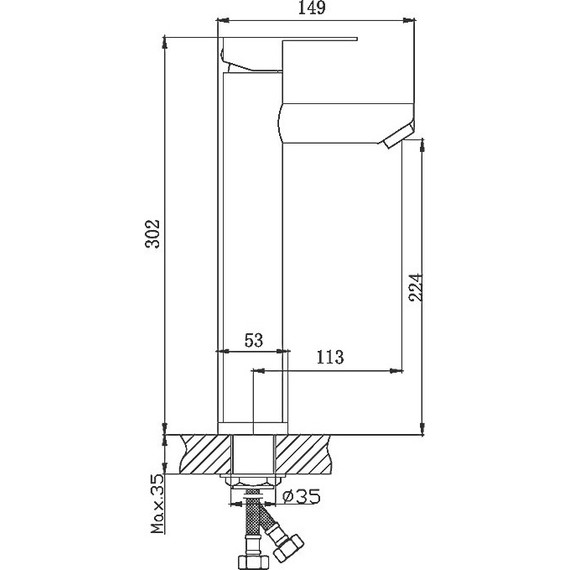 Смеситель для раковины высокий Haiba HB11801, нержавеющая сталь - фото 2