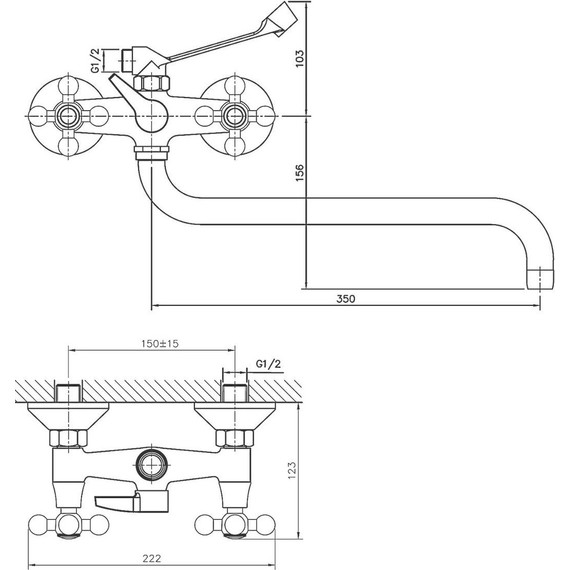Смеситель для ванны Haiba HB2619-4, бронза - фото 2