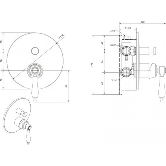 Смеситель для ванны Cezares APHRODITE-VDIM2-01-Bi, Цвет производителя: хром - фото 2