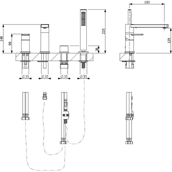 Смеситель для ванны Cezares GLAM-BVDM4-01 - фото 2