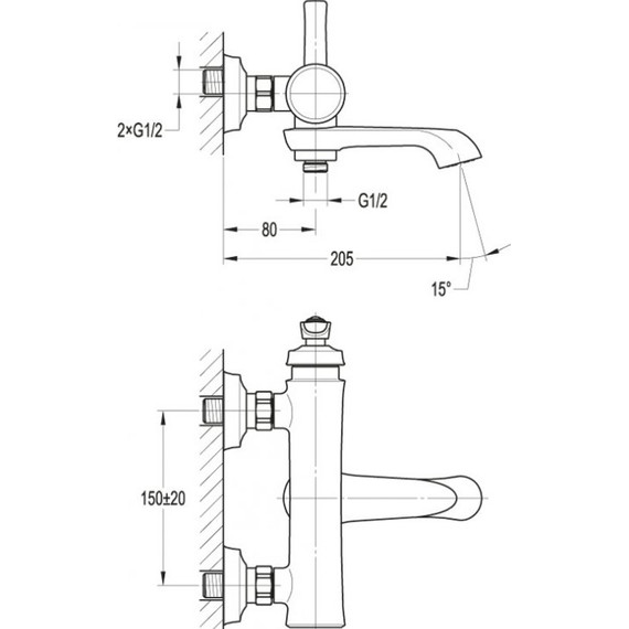 Смеситель для ванны Cezares LIBERTY-F-VD-01 - фото 2