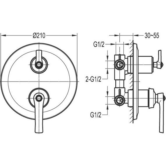 Смеситель для ванны с термостатом Cezares LIBERTY-F-VDIM3-T-01 - фото 2