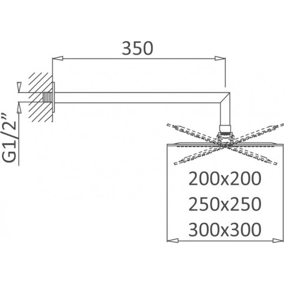 Верхний душ Cezares PORTA-TDDQ-30-NOP 300х300 мм, черный - фото 2