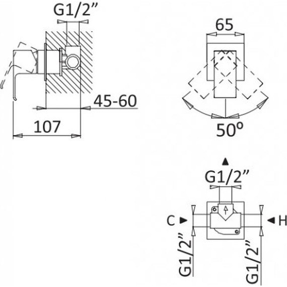 Смеситель для душа Cezares PORTA-DIM-01, Цвет производителя: хром - фото 2
