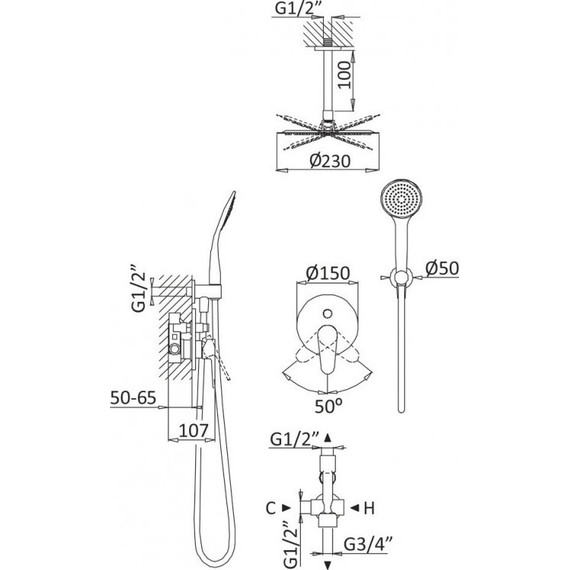 Душевая система для душа Cezares Articoli Vari CZR-B-DSIS-01 - фото 2