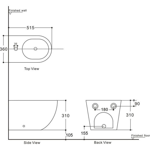 Биде подвесное Aquanet Cetus 2.0 B2 LX-1057 243553 - фото 2