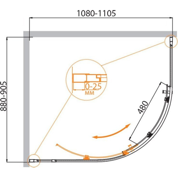Душевое ограждение Cezares 110х90 см MOLVENO-RH-1-110/90-C-Cr-IV, хром/прозрачное - фото 2