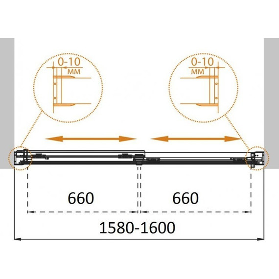 Шторка для ванны Cezares 160 см TANDEM-SOFT-VF-2-160/145-P-Cr, хром/матовое - фото 7
