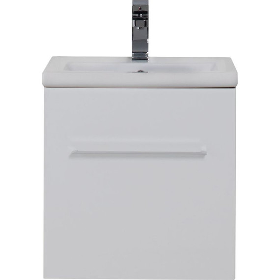 Тумба подвесная с раковиной Aquanet Порто 50 см 195729, белый - фото 4