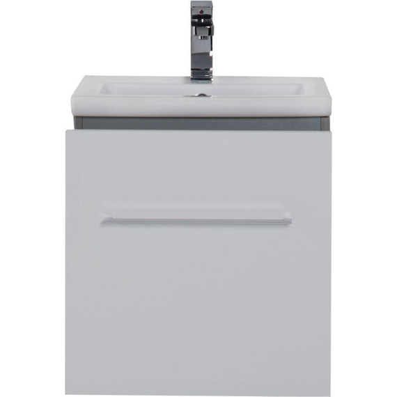 Тумба подвесная с раковиной Aquanet Порто 50 см 195729, белый - фото 5