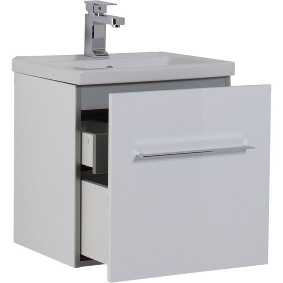 Тумба подвесная с раковиной Aquanet Порто 50 см 195729, белый - фото 6