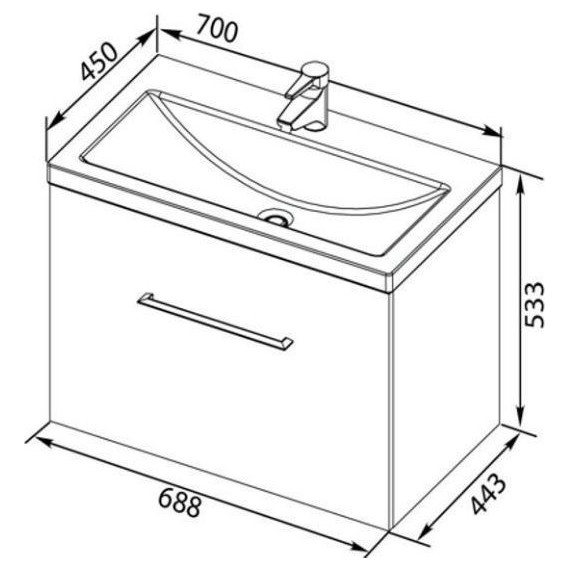 Тумба подвесная с раковиной Aquanet Порто 70 см 241747, белый - фото 15