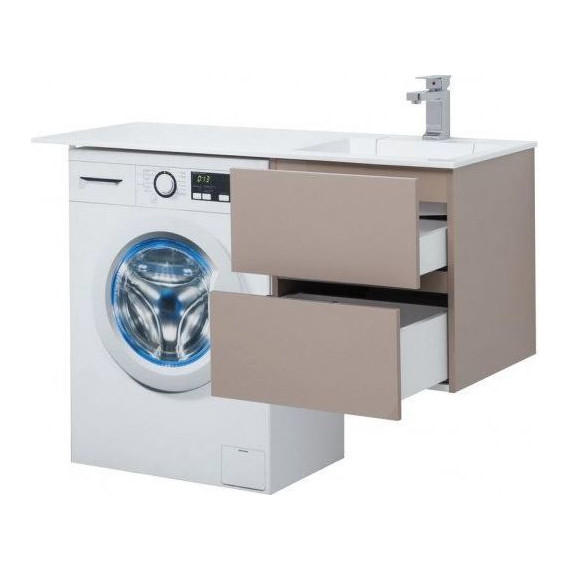 Тумба подвесная с раковиной-столешницей Aquanet Алвита 120 см 243661 R, капучино - фото 7