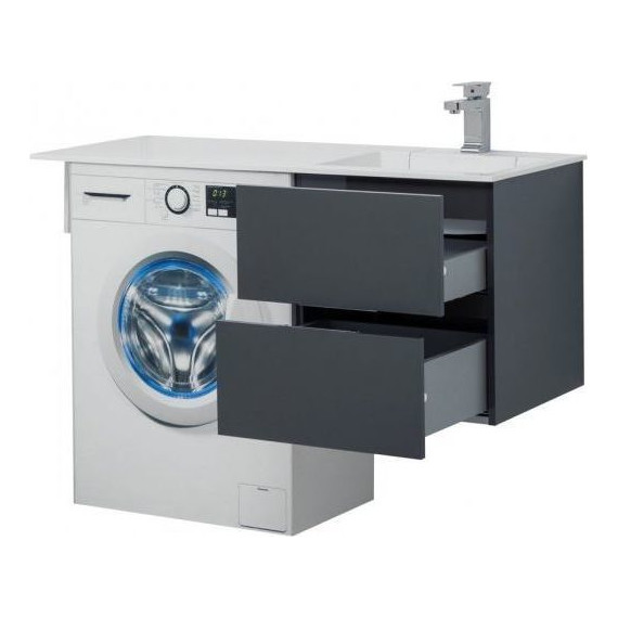 Тумба подвесная с раковиной-столешницей Aquanet Алвита 120 см 243662 R, серый антрацит - фото 8