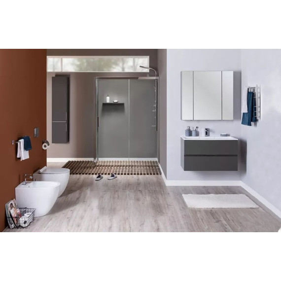 Тумба подвесная с раковиной Aquanet Алвита 90 см 240111, серый антрацит, Цвет фасада: серый - фото 8